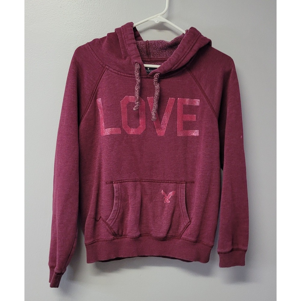 American Eagle Outfitters LOVE‎ Pullover Hoodie Maroon Mens Size Medium